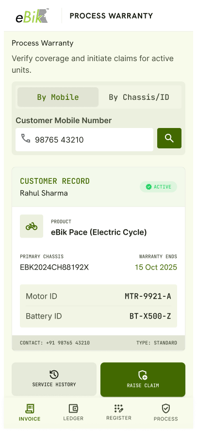 eBik Dealer - Process Warranty